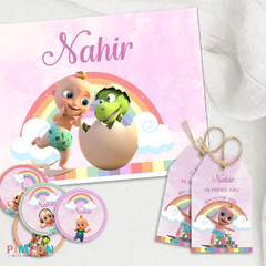 Kit imprimible textos editables - Looloo kids (rosa)