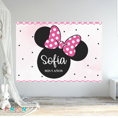 banner imprimible 2x1,5 mts - minnie mouse rosa