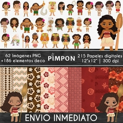 Kit Clipart + Papeles Digitales - Moana mod. 01