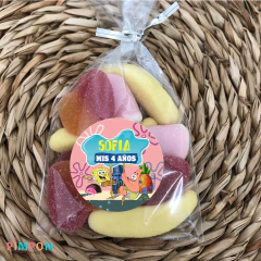 Kit imprimible textos editables - Bob esponja (rosa)