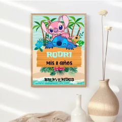 Kit imprimible personalizado - Stitch y Angel (celeste) - comprar online