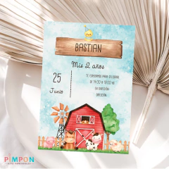 Kit imprimible personalizado - Granja acuarela (rojo) - pimpon