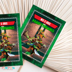 Kit imprimible textos editables - Tortugas Ninja - pimpon