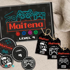 Kit imprimible textos editables - Gamer