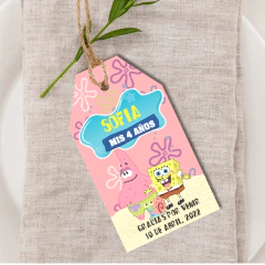 Image of Kit imprimible textos editables - Bob esponja (rosa)