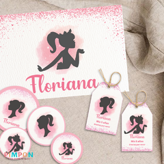 Kit imprimible textos editables - Barbie Silueta - pimpon