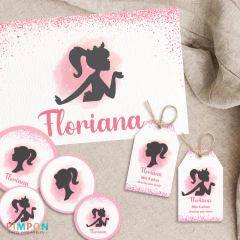 Kit imprimible textos editables - Barbie Silueta - pimpon