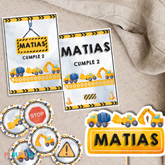 Kit imprimible textos editables - Construccion - pimpon