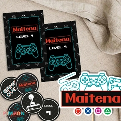 Kit imprimible textos editables - Gamer - pimpon