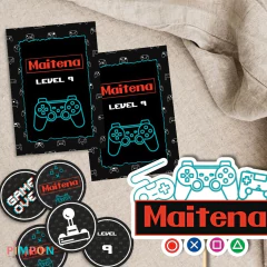 Kit imprimible textos editables - Gamer - pimpon