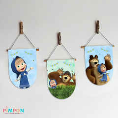 Kit imprimible textos editables - Masha y el oso mod. 01 - pimpon