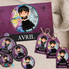 Kit imprimible textos editables - Merlina Addams
