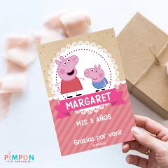 Kit imprimible textos editables - Peppa y George Pig (rosa) - pimpon