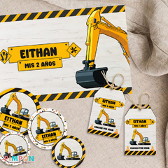 Kit imprimible textos editables - Contruccion - Excavadora