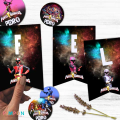 Kit imprimible textos editables - Power Ranger - Ninja Steel - pimpon