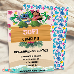 Kit imprimible textos editables - Lilo y Stitch (rosa)
