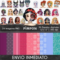 Cliparts + Papeles digitales - catrina princesses