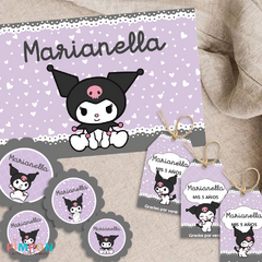 Kit imprimible textos editables - kuromi - pimpon