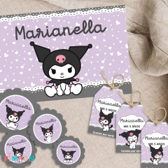Kit imprimible textos editables - kuromi - pimpon