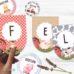 Kit imprimible personalizado - Granja acuarela (rojo) - tienda online