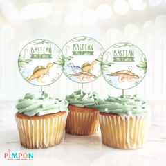 Kit imprimible textos editables - Dinosaurios acuarela mod. 01 (verde) - online store