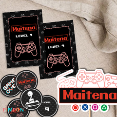 Kit imprimible textos editables - Gamer mod. 02 - pimpon