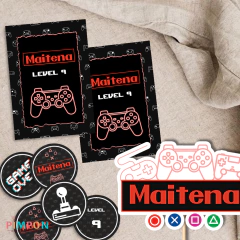 Kit imprimible textos editables - Gamer mod. 02 - pimpon