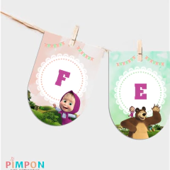 Kit imprimible textos editables - Masha y el Oso mod. 02 - pimpon