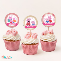 Kit imprimible personalizado - Peppa y George Pig (rosa) - online store