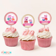 Kit imprimible textos editables - Peppa y George Pig (rosa) - tienda online