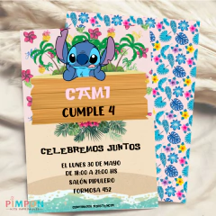 Kit imprimible textos editables - Stitch (rosa) en internet