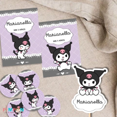 Kit imprimible textos editables - kuromi - tienda online