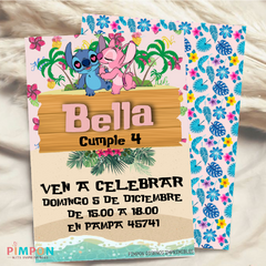 Kit imprimible textos editables - Stitch y Angel (rosa) en internet