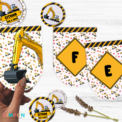 Imagen de Kit imprimible textos editables - Contruccion - Excavadora