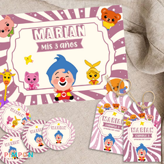 Kit imprimible personalizado - Plim plim (rosa)