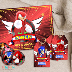 Kit imprimible textos editables - Knuckless (sonic)