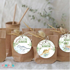 Kit imprimible personalizado - Dinosaurios acuarela mod. 01 (verde)