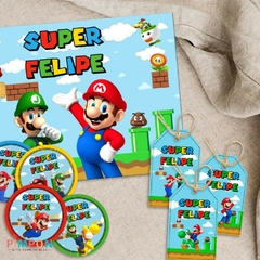Kit imprimible textos editables - Super mario Bros
