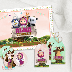 Kit imprimible personalizado - Masha y el Oso mod. 02