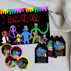 Kit imprimible textos editables - Rainbow Friends