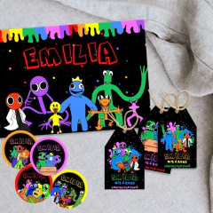 Kit imprimible textos editables - Rainbow Friends