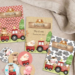 Kit imprimible personalizado - Granja acuarela (rojo)