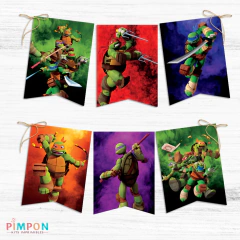 Kit imprimible textos editables - Tortugas Ninja - comprar online