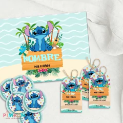 Kit imprimible personalizado - Stitch (celeste) on internet