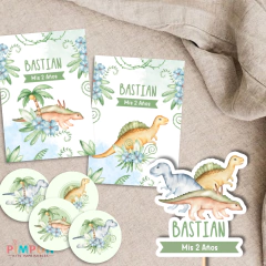 Kit imprimible personalizado - Dinosaurios acuarela mod. 01 (verde) - buy online