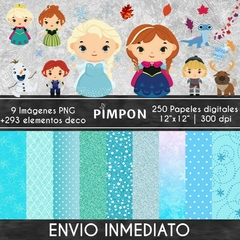 Cliparts + Papeles digitales - princesas - Frozen mod. 01