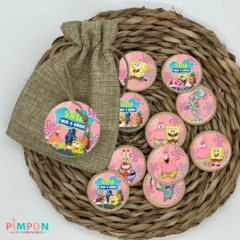 Kit imprimible textos editables - Bob esponja (rosa) - pimpon