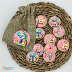 Kit imprimible textos editables - Bob esponja (rosa) - pimpon