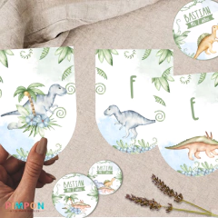 Kit imprimible personalizado - Dinosaurios acuarela mod. 01 (verde) on internet