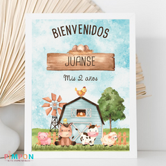 Kit imprimible textos editables - Granja acuarela (turquesa)